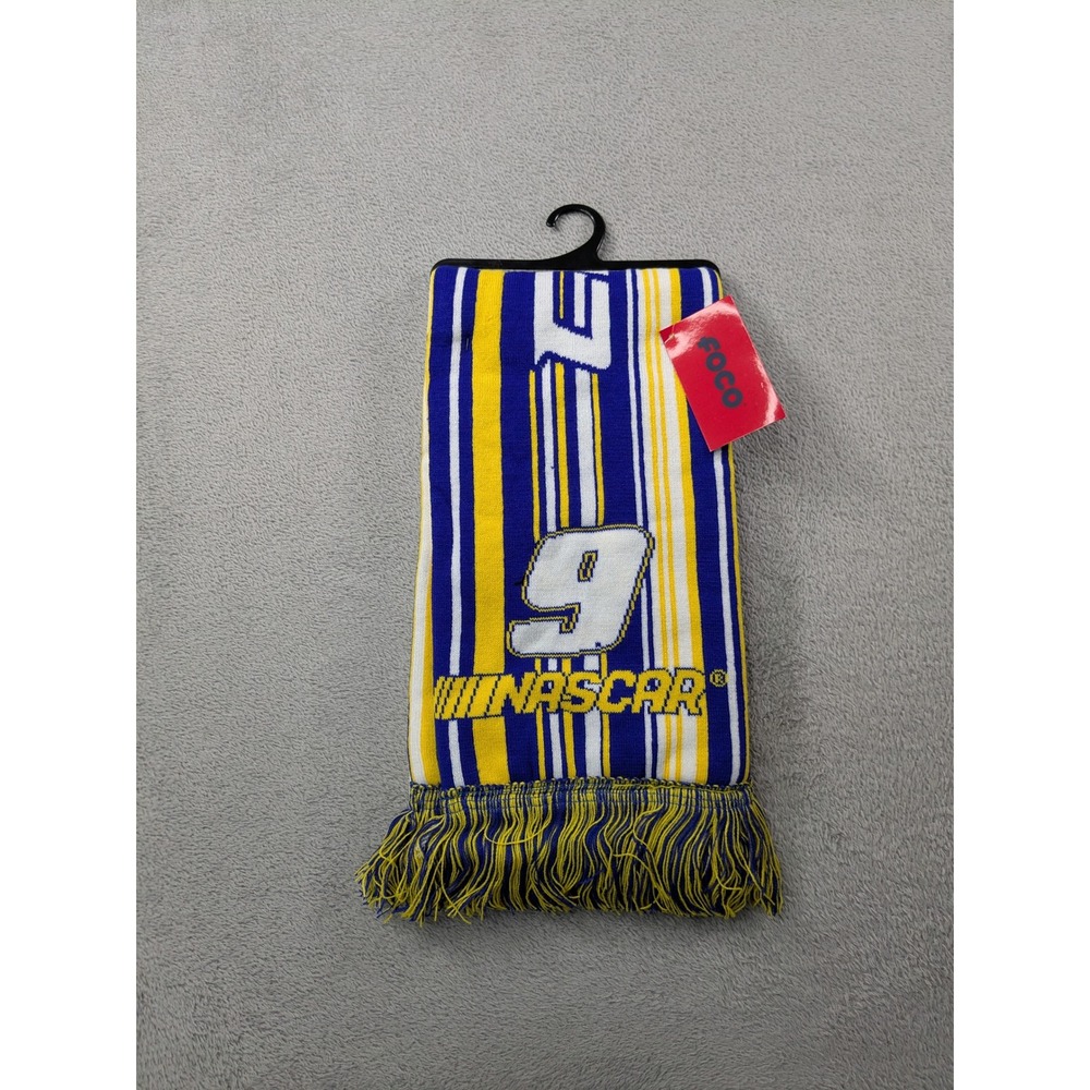 NASCAR Chase Elliott 9 Scarf FOCO Blue Yellow White Striped Knit Fringe New